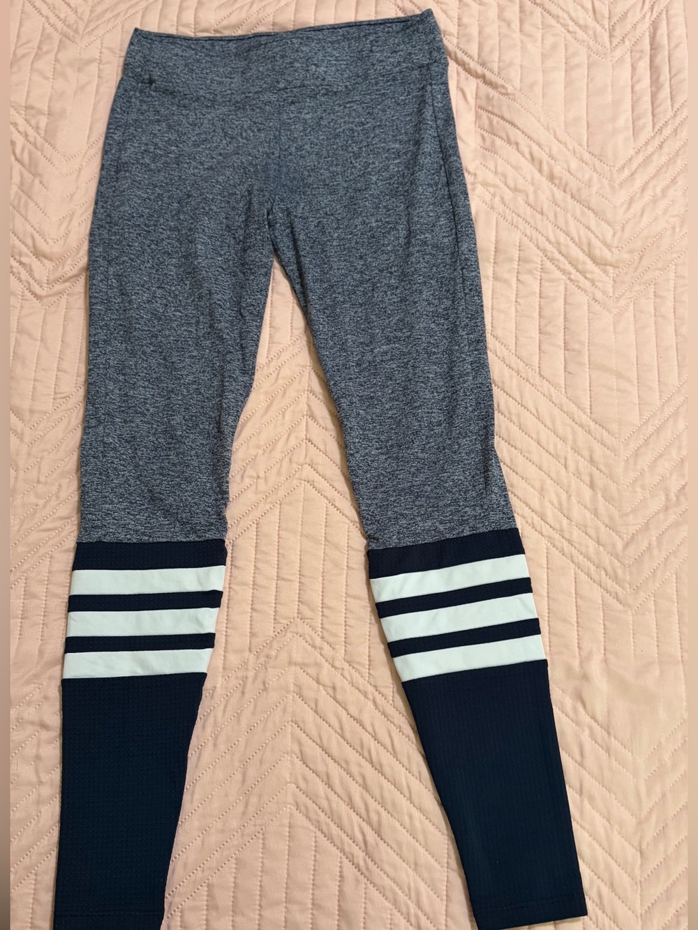 Bombshell Sportswear Grey & Navy Stripe Kids Leggings